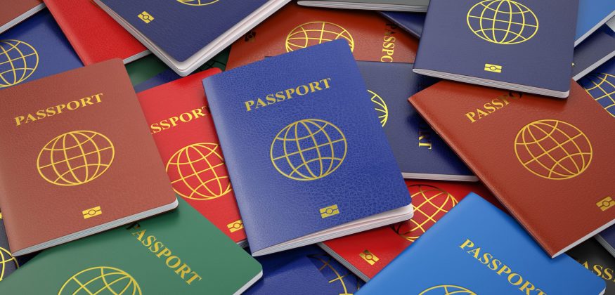 Passports, different types. Travel turism or customs concept background. 3d