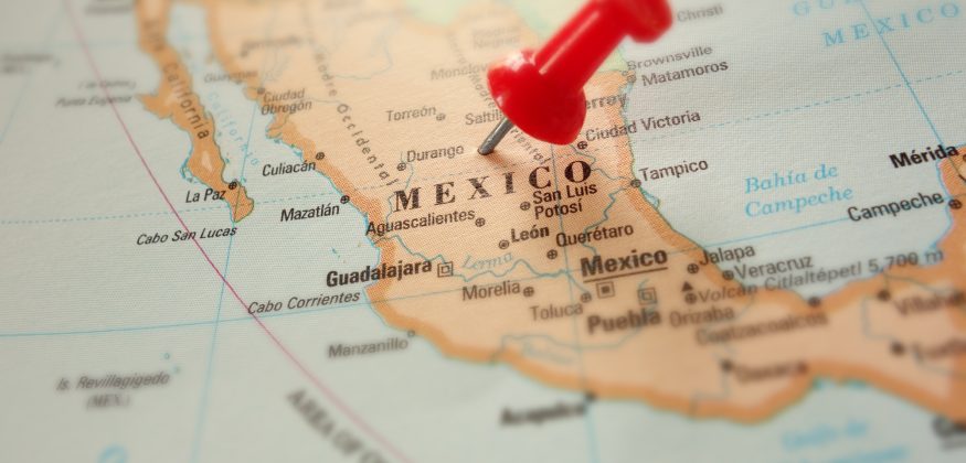 Map of Mexico with red push pin