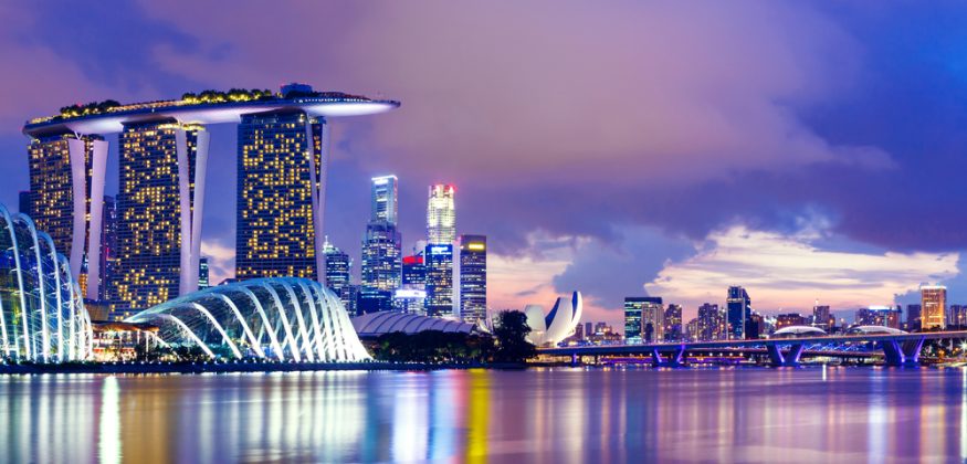 Singapore skyline at night